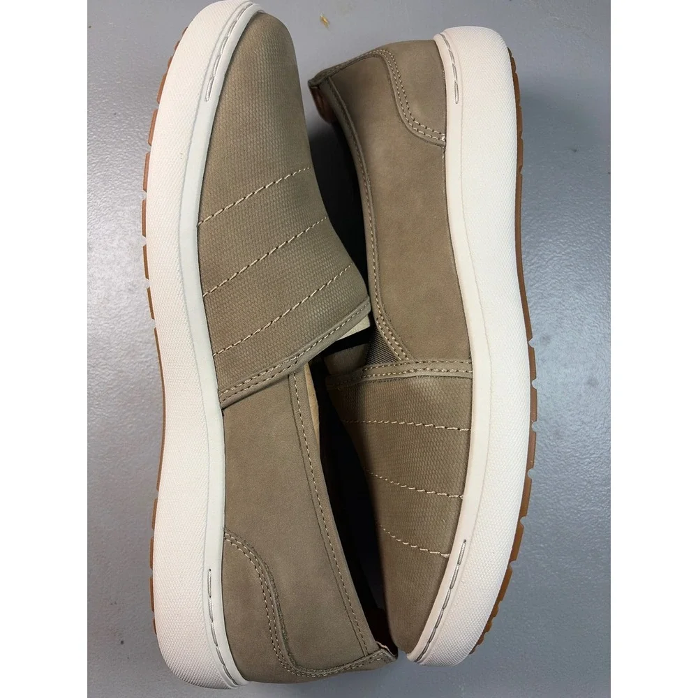 Clarks Nalle Violet Slip On Shoes Womens 11 Olive Nubuck Leather Comfort Sneaker